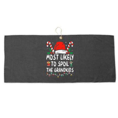 Most Likely To Spoil The Grand Funny Christmas Grandma Large Microfiber Waffle Golf Towel