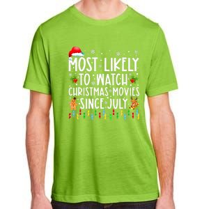 Most Likely To Watch Christmas Movies Since July Funny Xmas Adult ChromaSoft Performance T-Shirt