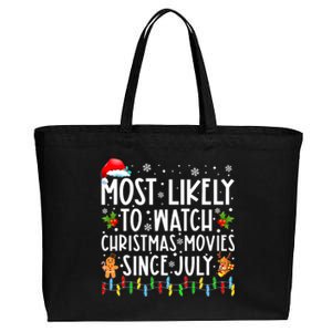 Most Likely To Watch Christmas Movies Since July Funny Xmas Cotton Canvas Jumbo Tote