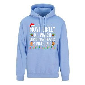 Most Likely To Watch Christmas Movies Since July Funny Xmas Unisex Surf Hoodie