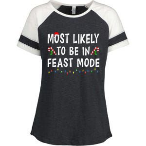 Most Likely To Be In Feast Mode Xmas Funny Family Christmas Enza Ladies Jersey Colorblock Tee