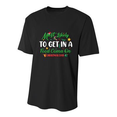 Most Likely To Get In A Food Coma On Christmas Day Cool Gift Youth Performance Sprint T-Shirt