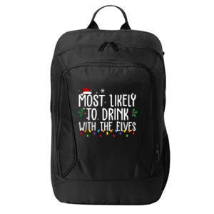 Most Likely To Drink With The Elves Funny Christmas City Backpack