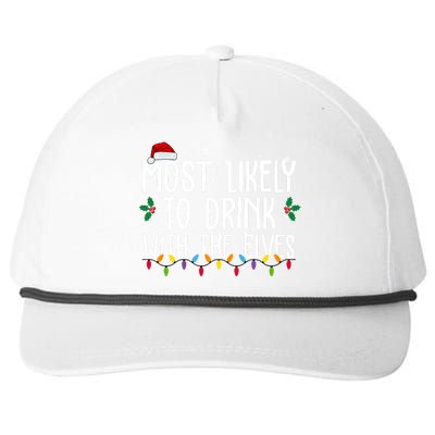 Most Likely To Drink With The Elves Funny Christmas Snapback Five-Panel Rope Hat