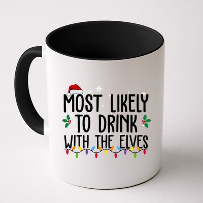 Most Likely To Drink With The Elves Funny Christmas Mug