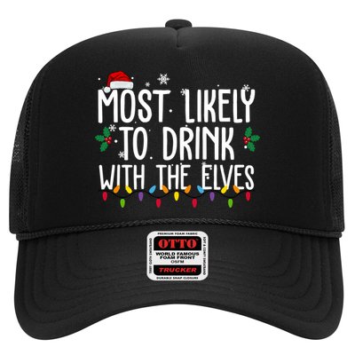 Most Likely To Drink With The Elves Funny Christmas Trucker Hat