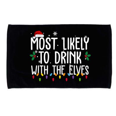 Most Likely To Drink With The Elves Funny Christmas Microfiber Hand Towel