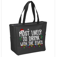 Most Likely To Drink With The Elves Funny Christmas Zip Tote Bag