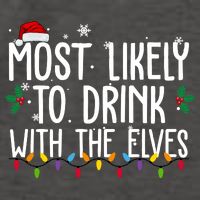 Most Likely To Drink With The Elves Funny Christmas Vector Backpack