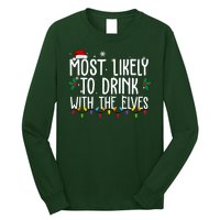 Most Likely To Drink With The Elves Funny Christmas Long Sleeve Shirt