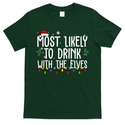 Most Likely To Drink With The Elves Funny Christmas T-Shirt