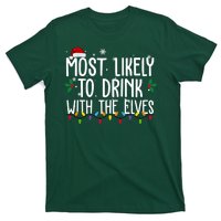 Most Likely To Drink With The Elves Funny Christmas T-Shirt