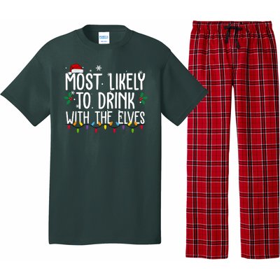 Most Likely To Drink With The Elves Funny Christmas Pajama Set