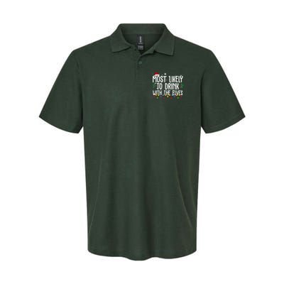 Most Likely To Drink With The Elves Funny Christmas Polo
