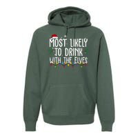 Most Likely To Drink With The Elves Funny Christmas Premium Hoodie