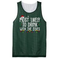 Most Likely To Drink With The Elves Funny Christmas Mesh Reversible Basketball Jersey Tank