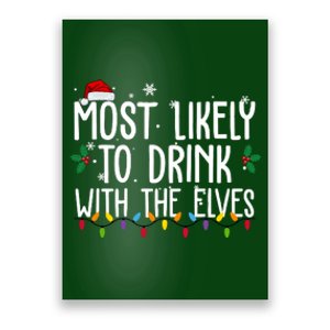 Most Likely To Drink With The Elves Funny Christmas Poster