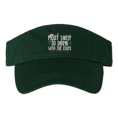 Most Likely To Drink With The Elves Funny Christmas Valucap Bio-Washed Visor