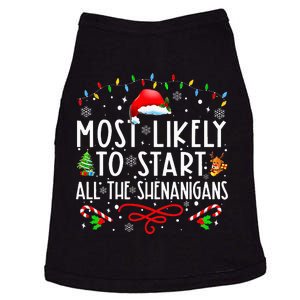 Most Likely To Start All The Shenanigans Family Xmas Holiday Doggie Tank