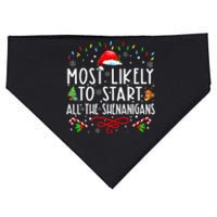 Most Likely To Start All The Shenanigans Family Xmas Holiday USA-Made Doggie Bandana