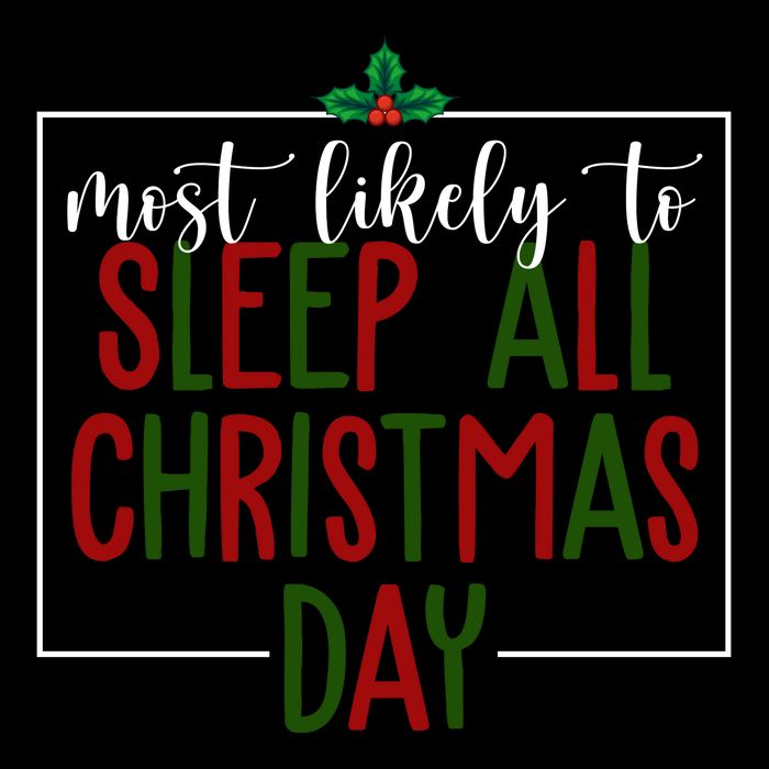 Most Likely To Sleep All Christmas Day Stripe Pom Pom Beanie