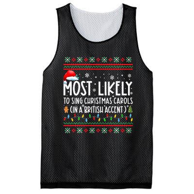 Most Likely To Sing Christmas Carols In A British Accent Mesh Reversible Basketball Jersey Tank