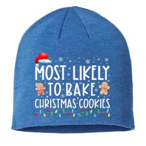 Most Likely To Bake Christmas Cookies Funny Baker Christmas Sustainable Beanie