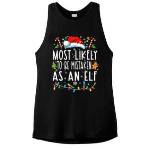 Most Likely To Be Mistaken As An Elf Christmas Ladies PosiCharge Tri-Blend Wicking Tank