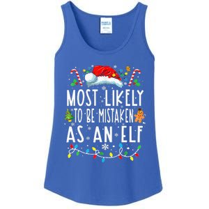 Most Likely To Be Mistaken As An Elf Christmas Ladies Essential Tank