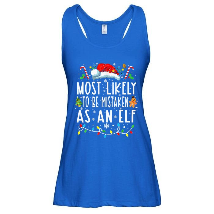 Most Likely To Be Mistaken As An Elf Christmas Ladies Essential Flowy Tank