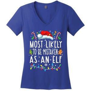 Most Likely To Be Mistaken As An Elf Christmas Women's V-Neck T-Shirt