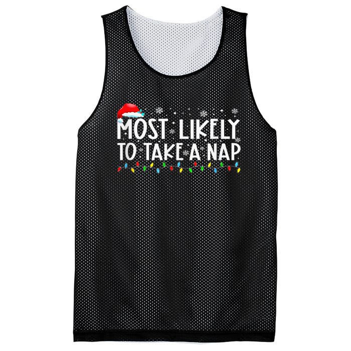 Most Likely To Take A Nap Family Matching Xmas Mesh Reversible Basketball Jersey Tank