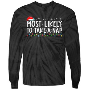 Most Likely To Take A Nap Family Matching Xmas Tie-Dye Long Sleeve Shirt