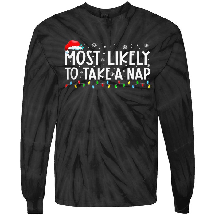 Most Likely To Take A Nap Family Matching Xmas Tie-Dye Long Sleeve Shirt