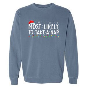 Most Likely To Take A Nap Family Matching Xmas Garment-Dyed Sweatshirt