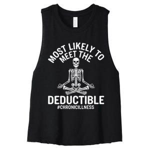 Most Likely To Meet The Deductible Chronic Illness Sarcasm Women's Racerback Cropped Tank