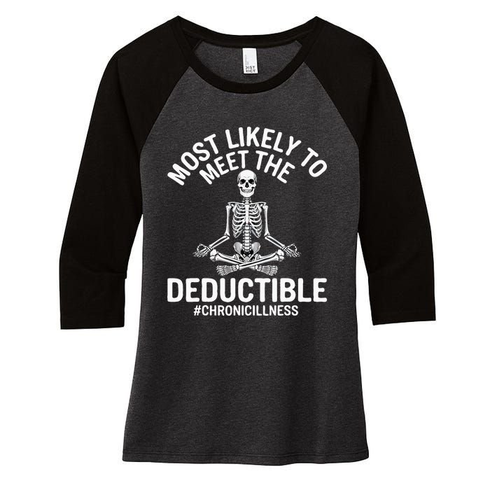 Most Likely To Meet The Deductible Chronic Illness Sarcasm Women's Tri-Blend 3/4-Sleeve Raglan Shirt