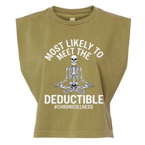 Most Likely To Meet The Deductible Chronic Illness Sarcasm Garment-Dyed Women's Muscle Tee