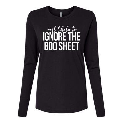 Most Likely To Ignore The Boo Sheet Halloween Funny Womens Cotton Relaxed Long Sleeve T-Shirt