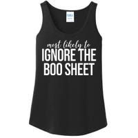 Most Likely To Ignore The Boo Sheet Halloween Funny Ladies Essential Tank