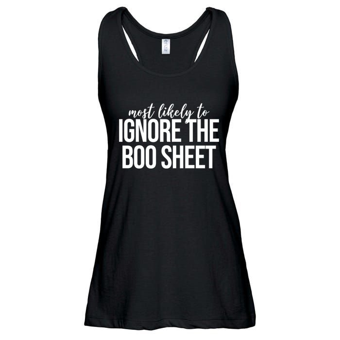 Most Likely To Ignore The Boo Sheet Halloween Funny Ladies Essential Flowy Tank