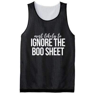 Most Likely To Ignore The Boo Sheet Halloween Funny Mesh Reversible Basketball Jersey Tank