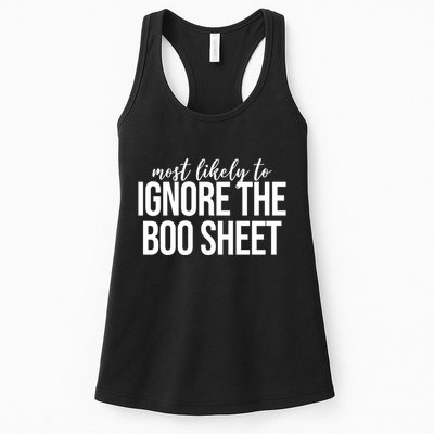Most Likely To Ignore The Boo Sheet Halloween Funny Womens Tank Top