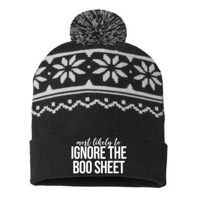 Most Likely To Ignore The Boo Sheet Halloween Funny USA-Made Snowflake Beanie