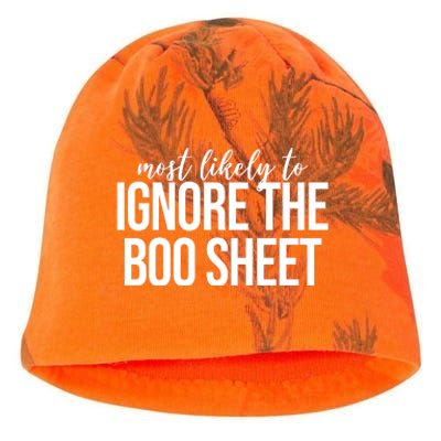 Most Likely To Ignore The Boo Sheet Halloween Funny Kati - Camo Knit Beanie