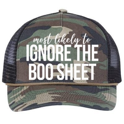 Most Likely To Ignore The Boo Sheet Halloween Funny Retro Rope Trucker Hat Cap