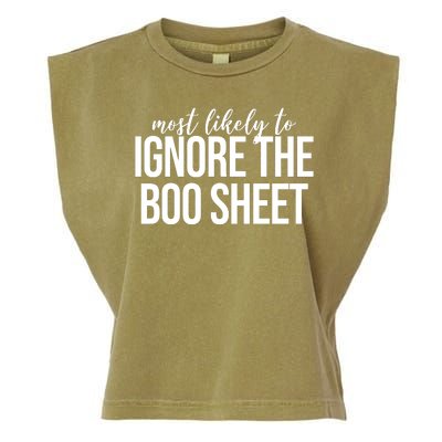 Most Likely To Ignore The Boo Sheet Halloween Funny Garment-Dyed Women's Muscle Tee