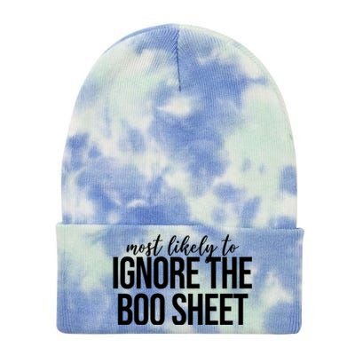 Most Likely To Ignore The Boo Sheet Halloween Funny Tie Dye 12in Knit Beanie