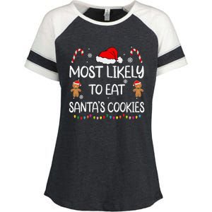 Most Likely To Eat Santas Cookies Family Christmas Matching Enza Ladies Jersey Colorblock Tee