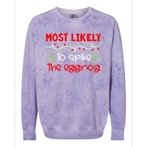 Most Likely To Great Gift Funny Matching Family Christmas Pjs Gift Colorblast Crewneck Sweatshirt